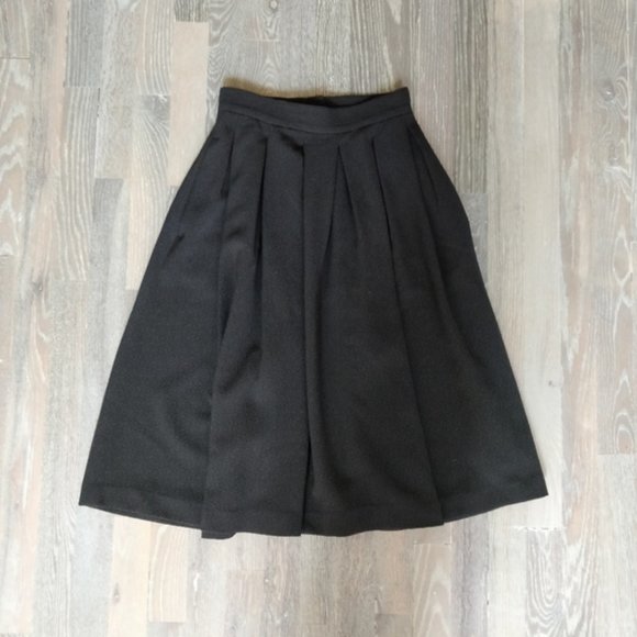 Retro Black Heavy Weight Skirt with Pockets Box Pleated Full A-line Skirt XS - Picture 4 of 4